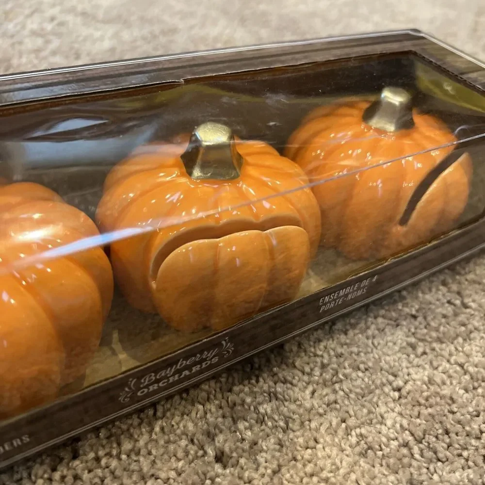 Orange Pumpkin Placecard Holders Set Of 4‎ Thanksgiving, Fall Themed Weddings